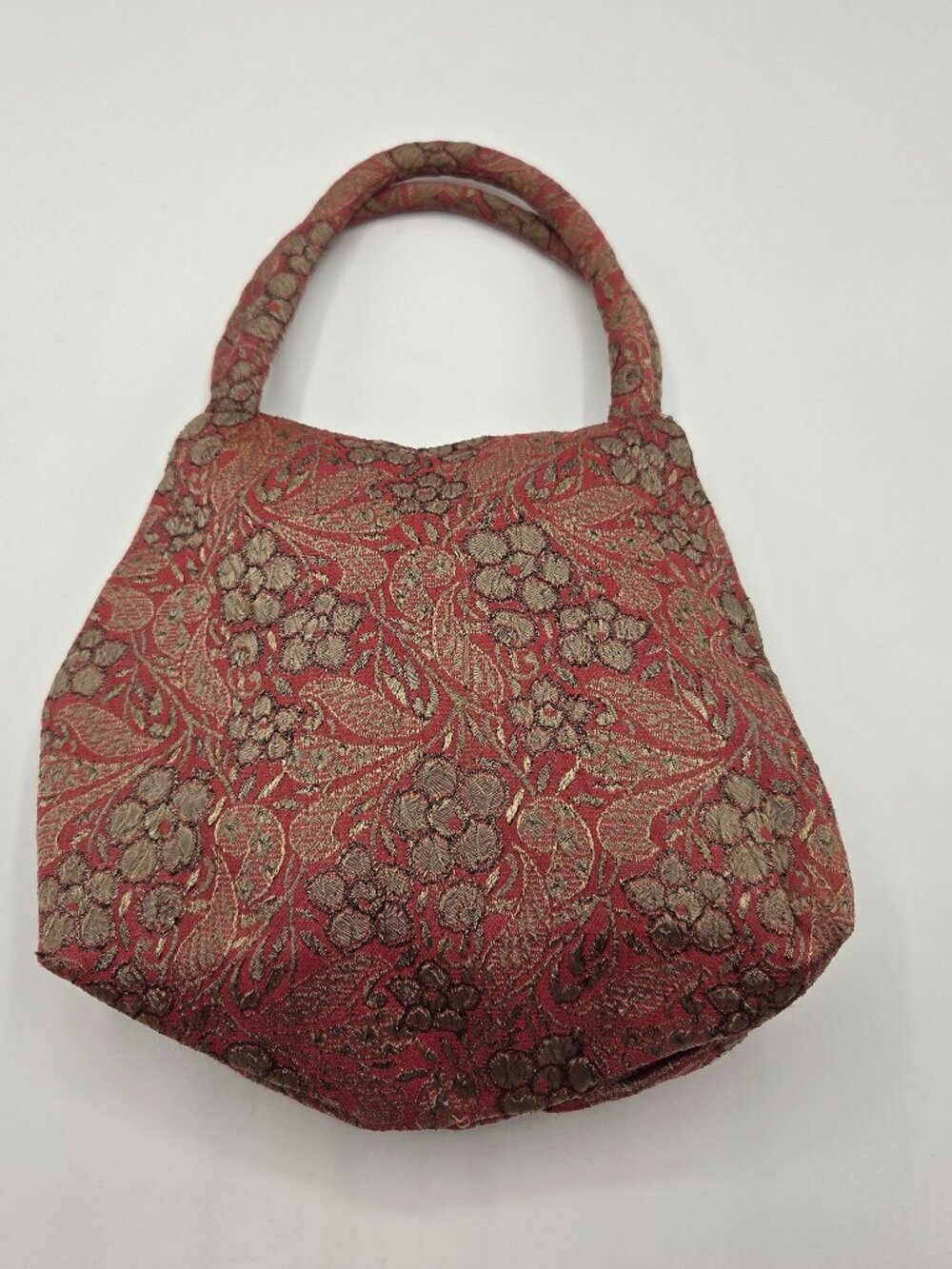 Paint The Lily Vintage Red Gold Brocade Tapestry Floral Handbag Purse
